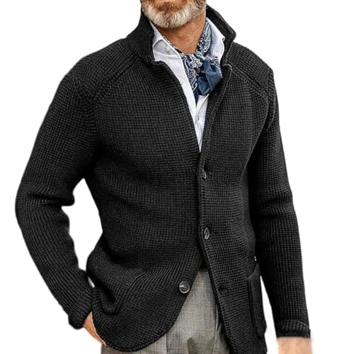 Cardigan tricoté pour homme Kelsiop veste zippée à col montant et coupe ajustée