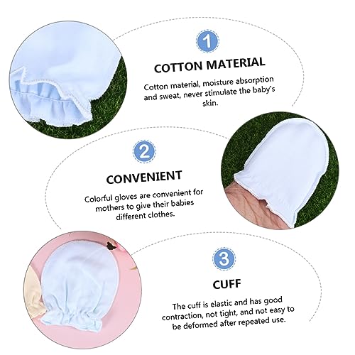 FRCOLOR Newborn Mittens for Boys Girls Soft Cotton Gloves Scratch Mittens Non-slip Design for Preemie3