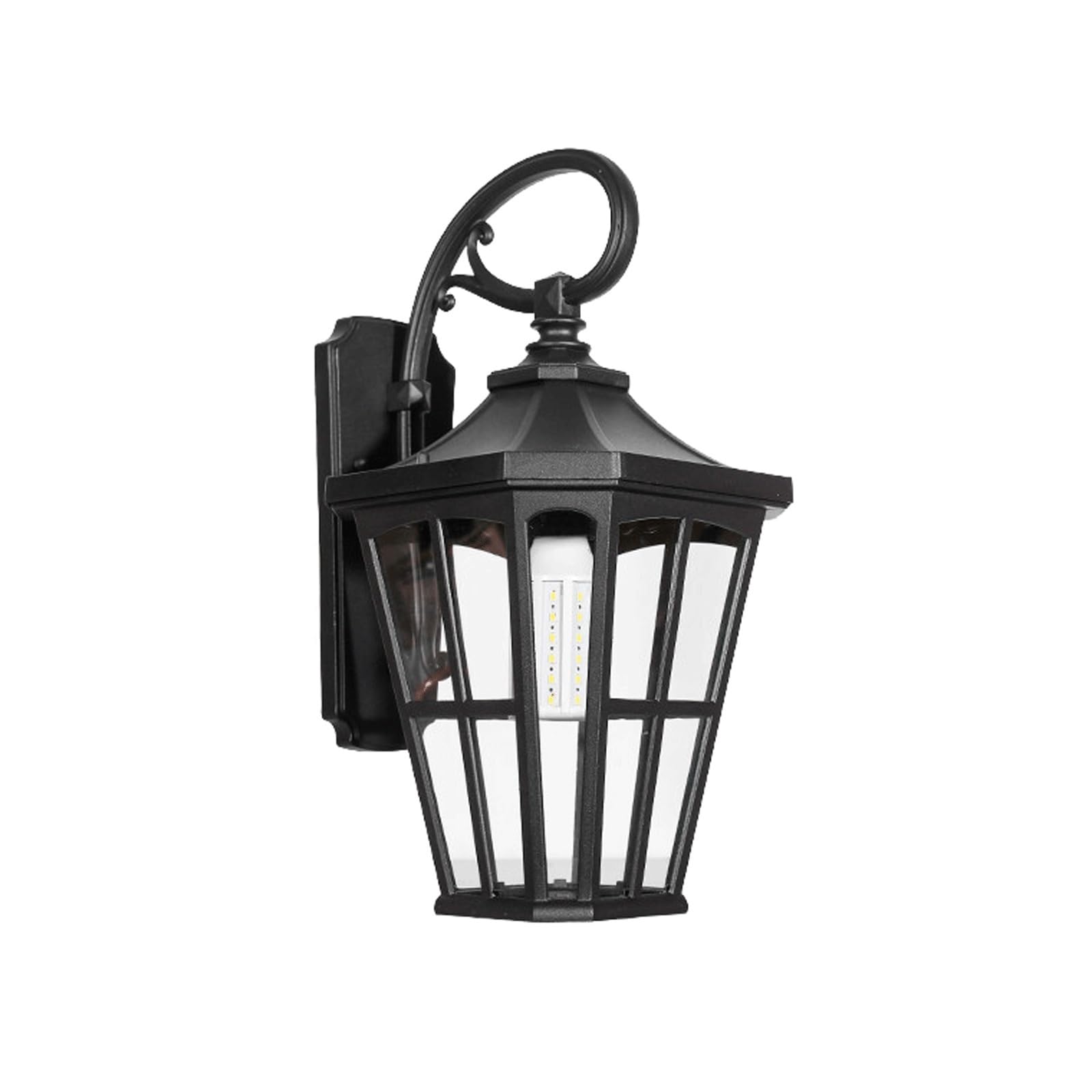 OZBMA Black Outdoor Wall Sconce Light, Die Cast Aluminum Exterior Lamp with Seeded Glass, E27 Waterproof Lantern for Porch, Patio, Villa, Garden, Entryway, Yard, Facade Cottage