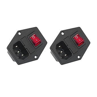 Electronic Spices PACK OF 2 Inlet Module Plug 5A Fuse Switch Male Power Socket 10A 250V 3 Pin IEC320 C14