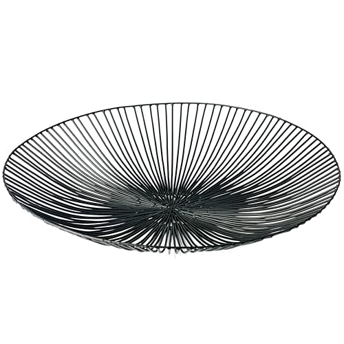 Serax Home Decor Fruit Bowl | Metal sculptures interior accessories by Antonino Sciortino | Oval Iron Kitchen Basket | Modern House Decor or Kitchen Storage for Counter and Table (low, black)