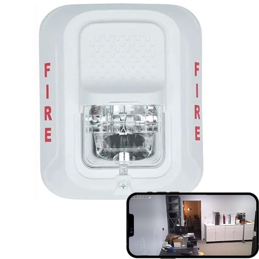 Cellular 4G LTE Battery Powered Fire Alarm Strobe Light Remote View Spy Camera with 32GB SD Card Included