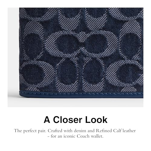 Coach Slim Billfold Wallet in Signature Denim Deep Blue One Size4