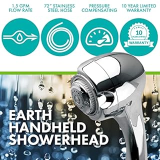 Niagara Conservation N2945CH Earth Spa 3-Spray with 1.5 GPM 2.7-in. Wall Mount Handheld Shower Head in Chrome, 1-Pack | Bathroom Shower Head Sprayer with Pressure Compensation Technology