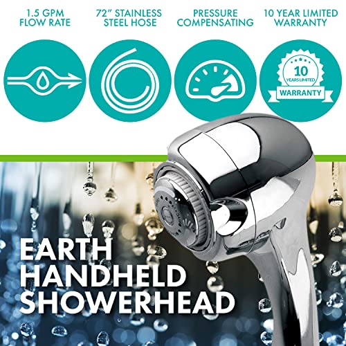 Niagara Conservation N2945Ch Earth Spa 3-Spray With 1.5 Gpm 2.7-In. Wall Mount Handheld Shower Head In Chrome, 1-Pack | Bathroom Shower Head Sprayer With Pressure Compensation Technology #TOP1