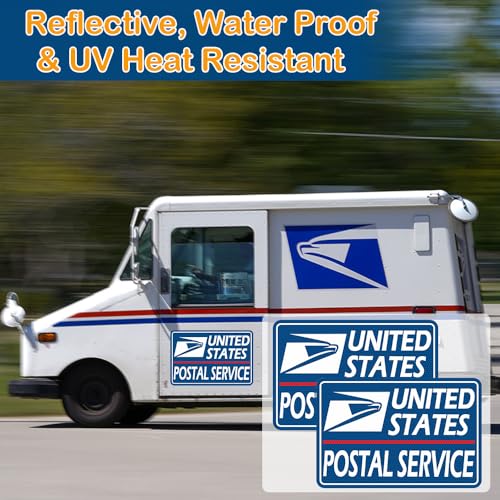 Image of 4 Pack Reflective Mail Delivery Driver Car Magnets Rural Delivery Carrier Magnetic Signs for Vehicles Mail Carrier Accessories Caution Frequent Stops Magnetic Decal Bumper Stickers - 30 Mils