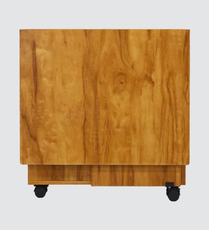 Image of SPECIALITY PANELS Folding Dining Table with 6 Wheels | Engineered Wood | Compact Design | Tables for Small Spaces | Termites Resistance | Kitchen Table in Cochwood Dark Finish