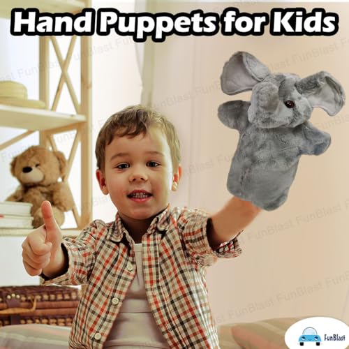 Image of FunBlast Plush Hand Puppets for Kids - Animals Hand Puppet Toys, Soft Hand Puppets for Kids, Story Telling Puppet for Kid, Fun Play Learning Toys (Elephant)