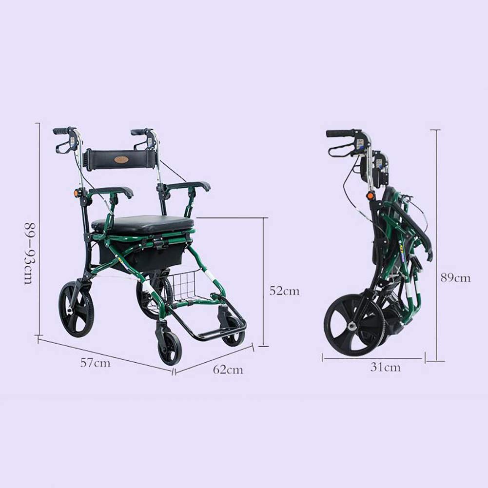 Przenośny wózek dla osób w podeszłym wieku Walker Walker ze stopu aluminium z torbą wózek na zakupy skuter składany lekki 4 koła podwójny układ hamulcowy Present