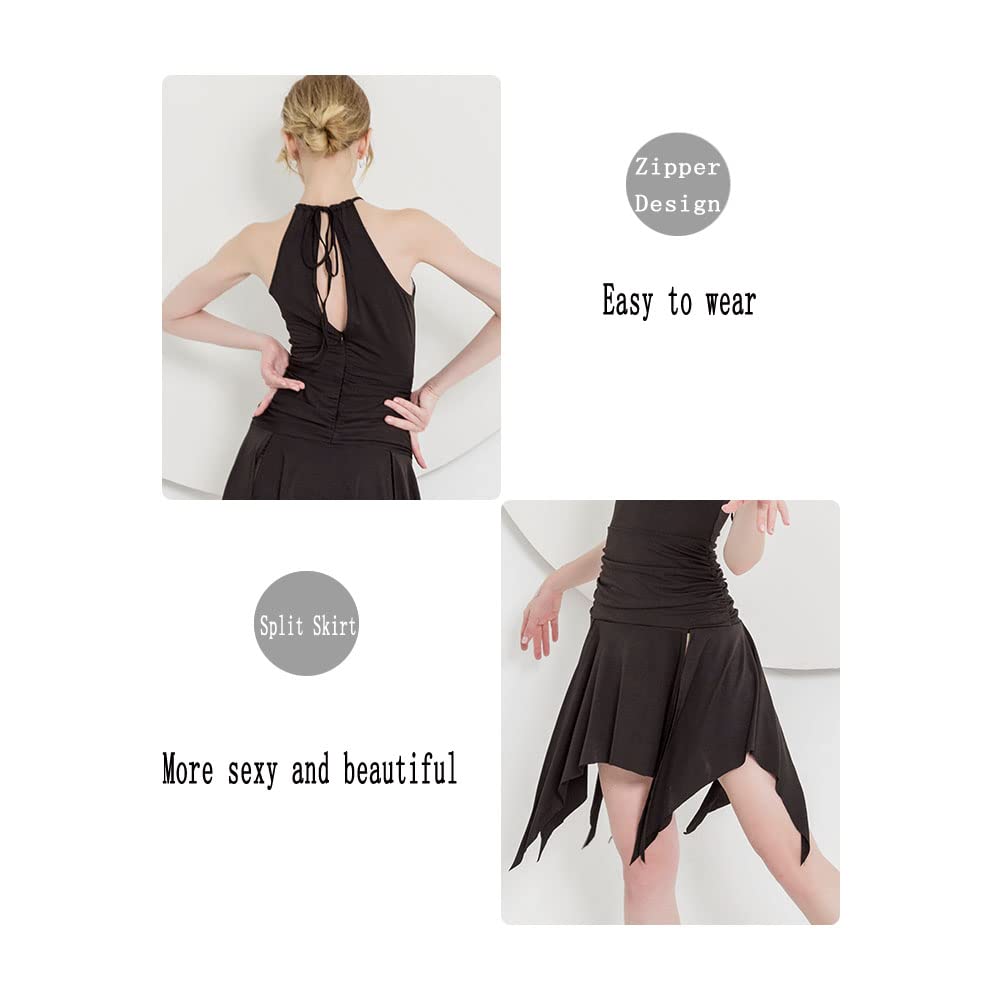 ROYAL SMEELA Ärmelloses Tanzkleid mit Neckholder und Fransen, Lateinisch, Tanzkleid, Ballsaalkleid für Damen, Tanz-Outfit, sexy Tanz-Kostüm