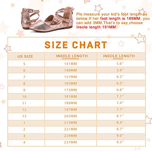 Nerteo Girl's Pretty Glitter Ballet Flats Ankle Strap Dress Shoes Sandals (Toddler/Little Kid/Big Kid) Rose Gold 4 M Us Big Kid #TOP7