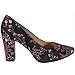 CHAMBY 4795 Salón de Raso Motivos Florales Tacón Ancho 8,5CM para Mujer...