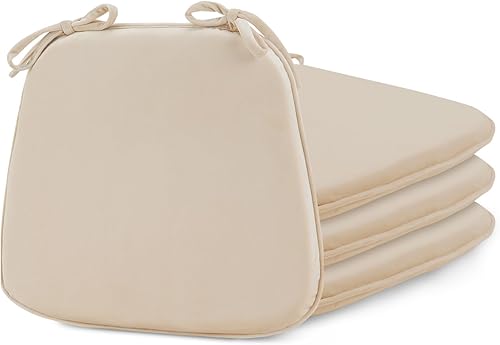 Basic Beyond Juego de 4 cojines para sillas de cocina, de espuma viscoelástica en forma de U con lazos, 17 x 16 pulgadas, cojines de terciopelo