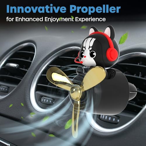 Image of Pilot Car Air Freshener, Cute Cat Car Vent Clip Air Freshener with 4 Fragrant Tablets Automotive Air Outlet Fan Diffuser, Automotive Interiors Vent Decoration (Pilot Cat)