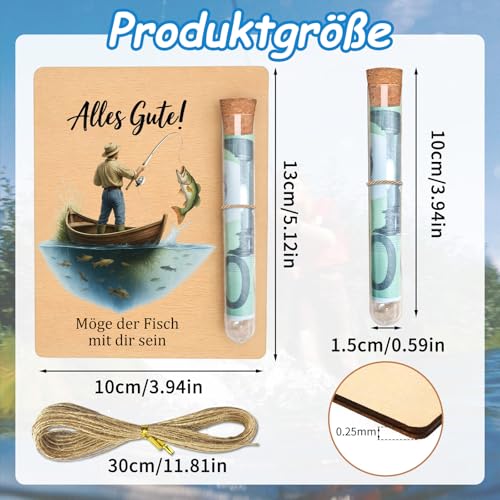 Geldgeschenk Für Angler Aus Holz Mit Reagenzglas Und Hanfseil, Angler Geschenk,Lustige Geschenke Für Angler Männer Frauen, Kreatives Angeln Geschenk Für Geburtstag Weihnachten Deko