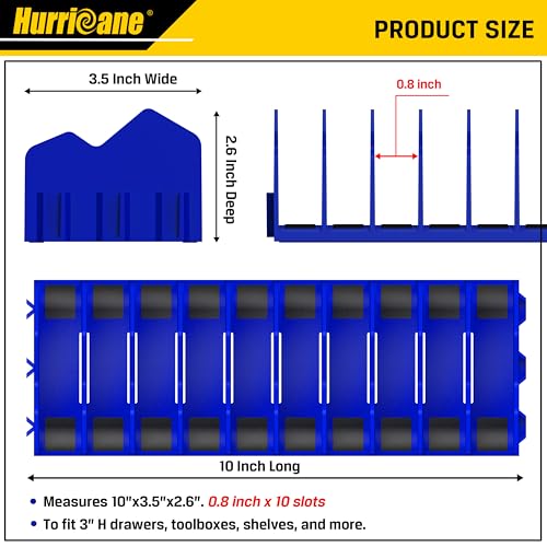 Image of HURRICANE Plier Organizer Rack, 10-Slot Pliers Cutters Rack with Non-Slip Rubber Base, Tool Organizer, Tool Drawer Toolbox torage, Blue, Extendable Design, Fit 3 inch H, 1 Pack