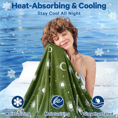 Image of inhand Cooling Blanket Throw(50 inchx60 inch) - Double Sided Cooling Blankets for Hot Sleepers, Cool Soft Lightweight Summer Blanket for Beach, Sofa Bed Couch, Room Decor, Gifts for Women Men Dark Sage Green