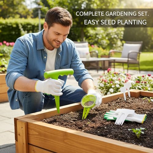 Kit de jardinería 17 piezas con plantador de semillas miniatura 5