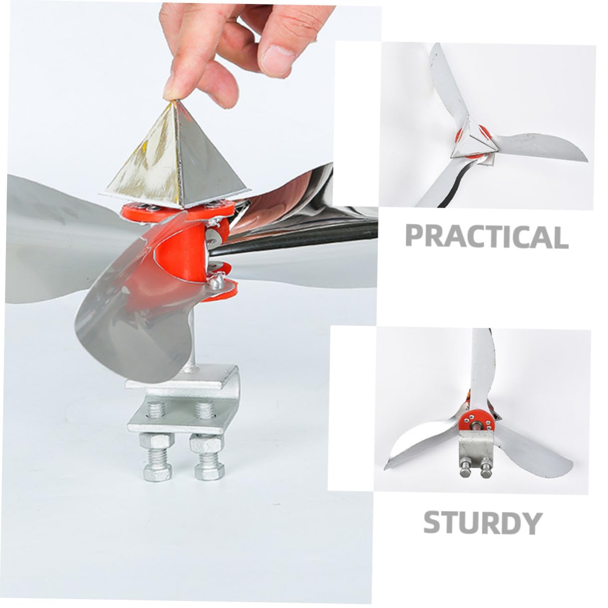 Vogel Windmühle aus Edelstahl und Abs, Silber, Reflektierend für Vögel