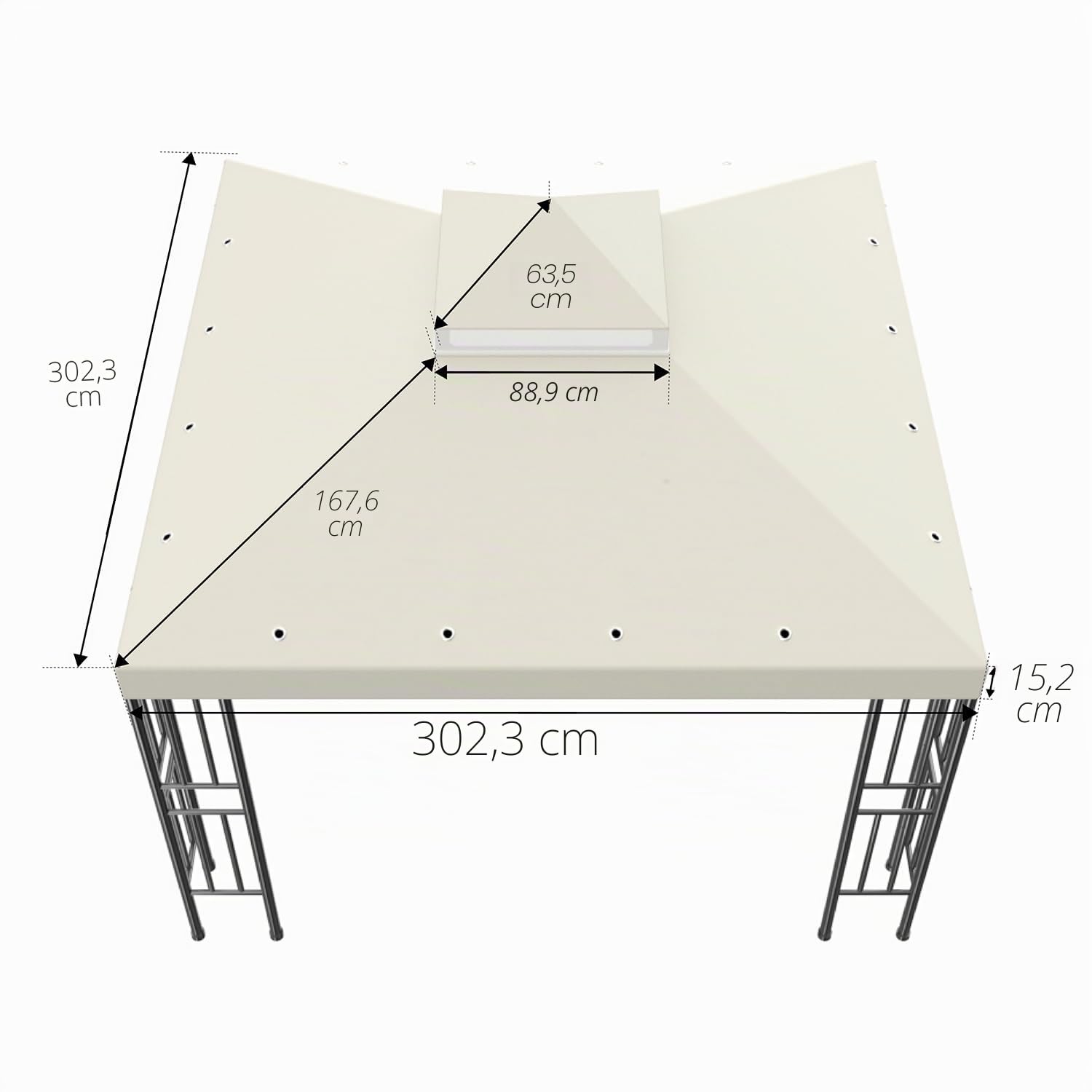 Sumfaller, copertura superiore di ricambio per gazebo, 3,5 x 3,5 m, a doppio livello, copertura superiore per patio, giardino, barbecue, tetto e griglia (beige)