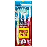 cepillo electrico colgate peru Limpia difíciles Colgate Extra Clean - Cepillo de dientes medio, 1 Pack de 4 unidades