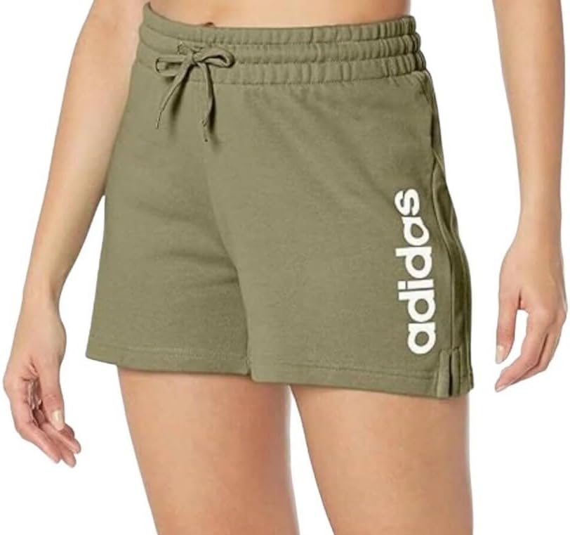 adidas Womens Cotton French Terry Drawstring Shorts Training Casual Bottoms Casual - Black