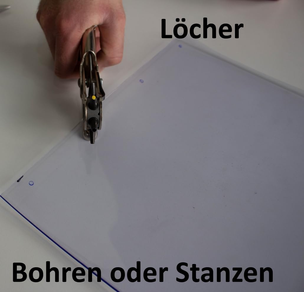 Sirocco Lamellenvorhang Bausatz 1m breit 3,5m hoch PVC Streifenvorhang 30cm 3mm blau transparent lebensmittelecht Edelstahl Schiene witterungsbeständig UV stabil