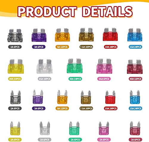 Fusible auto mini kit assortiment 300pcs pour remplacer un circuit grillé