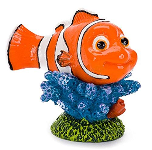 Image of Penn-Plax Finding Nemo on Coral Ornament - Mini Aquarium Decor for Small Freshwater and Saltwater Tanks or Bowls - Durable Fish-Safe Resin Coral Design - Easy to Clean, 2-Inch