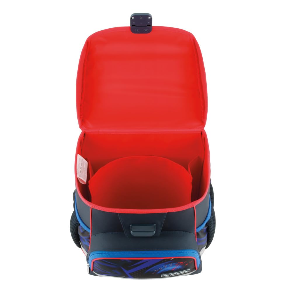 Herlitz Loop High Speed Schulranzen, Rucksack für Kinder, Schulrucksack 17L, Kinderrucksack, Leicht Schultasche für Jungen, Reflexmaterial, Schnallenverschluss, Ergonomische Form, Schwarz