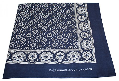 Tobeni 548 Bandana Head- Pañuelos de tela Nicki Fulares 100% Algodón para Mujer y Hombre Color Paisley Armada Tamano 54 cm x 54 cm