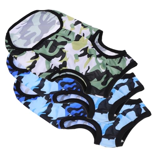 LIOOBO 3個 ペットベスト 犬用ペットコーン ダックスフンド 中型犬用首輪 チワワ 犬のジャージ 犬の服 犬の衣装 犬服 子犬迷彩ベスト ペット迷彩シャツ ペットアパレル ポリエステル