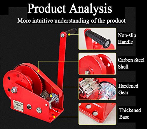Winche manual con cable y gancho de seguridad 1800lbs miniatura 2
