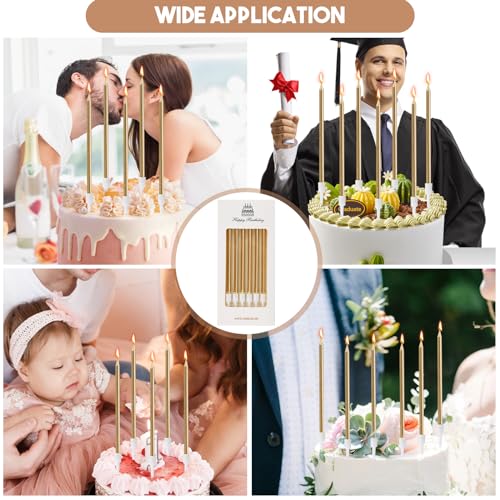 36 Pièces Champagne Or Bougie Anniversaire, Longue Bougies D'anniversaire avec Supports, Bougie de Gâteau Métalliques, Bougies Anniversaire Adulte pour Fête D'anniversaire Fête de Mariage – vue 7