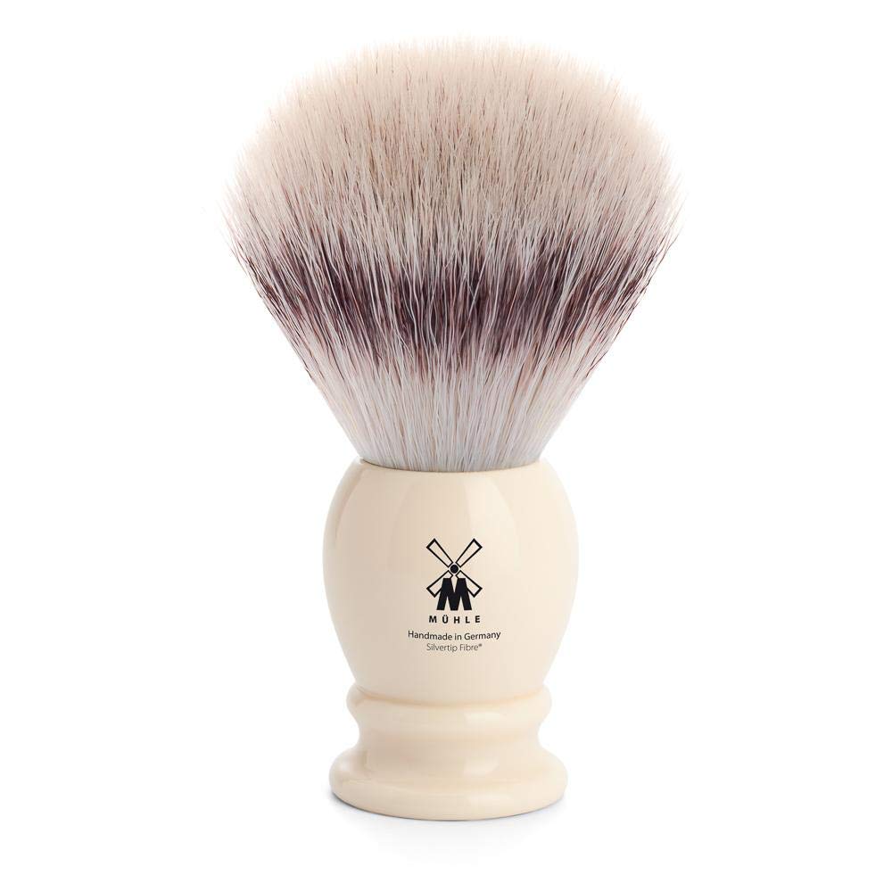 MÜHLEClassic Black X-Large Silvertip Fiber Shaving Brush - Synthetic Luxury Shave Brush for Men, Rich Lather