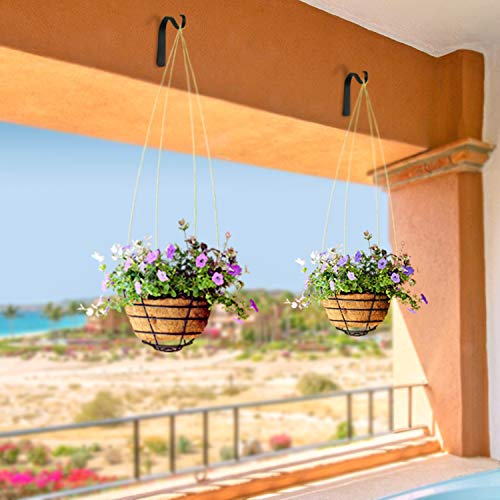 APBFH 5 Inch Outdoor Decorative Iron Small Plant Lantern Hooks for Wall Hanging Solar Lanterns, Rust Resistant Heavy Duty, Black