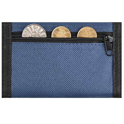 Image of Kids Wallet for Boys Girls Teens Trifold, Canvas Toddler Wallet for Boys, Cute Zipper Wallets Youth with Coin Pocket and Card Holders, Novelty Wallets for Childrens Birthday Gifts, Navy blue, Casual