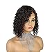 Derun Human Hair Curly Bob Wig 4x4 Lace Front Wigs Short Bob with Elastic Band Pixie Cut Lace Frontal Wig Natural Black Remy Hair for Women (4x4 Lace 8Inch)