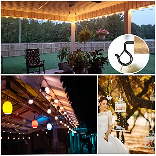 Zienlay 30 Pack Q Hanger Hooks with Safety Buckle, Windproof Screw Hooks for Hanging Outdoor String Lights, Ceiling Hooks for Plants, Christmas Lights & Patio Lights, Cups, 2.2 in