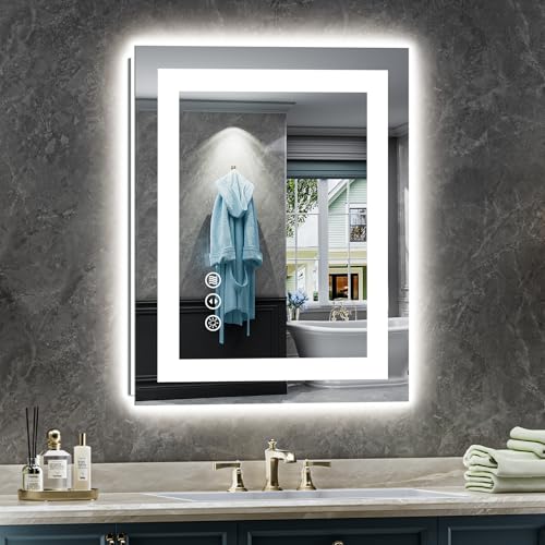Image of Briivue 20x28 Inch LED Bathroom Mirror with Lights, Backlit & Front Lit