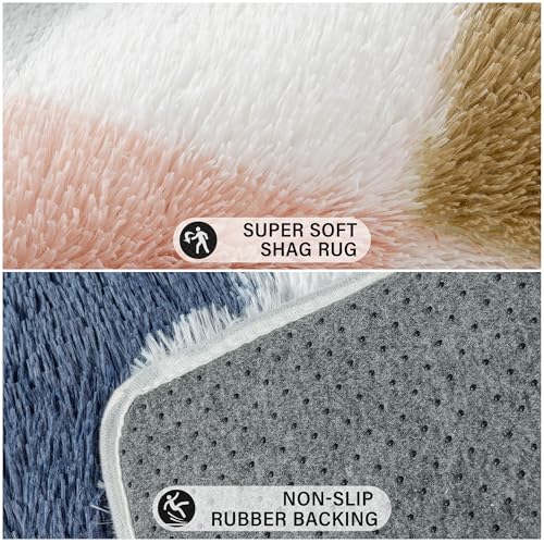 PureCozy Checkered Round Rug 6ft for Bedroom Soft Fluffy Shag Carpet by PureCozy - Used condition - Image 3