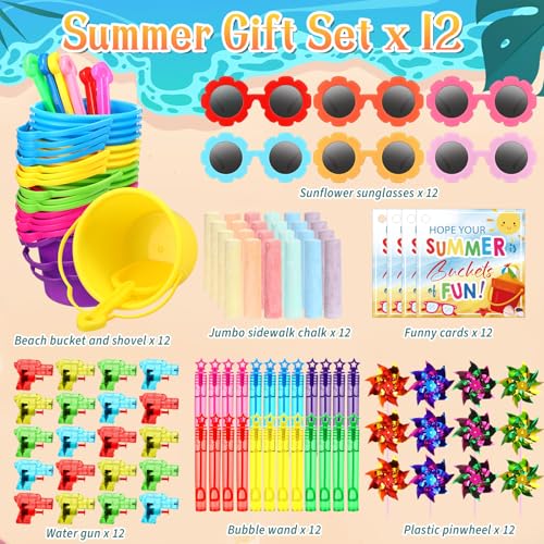 Chivao 192 Beach Pool Party Favors Summer Pool Toy Gift Bulk for Kids End of Year Student Gifts Bulk Sand Buckets Shovels Bubble Wands Sunglasses Water Guns Sidewalk Chalks Swim Party Supply