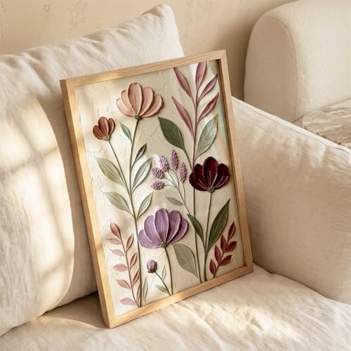 Image of kotart Floral Laef Wall Art Home Decoration | Aesthetic Paintings With Frame For Living Room Bed Room Hotel Wall Decor Digital Reprint (14X20 inch)