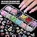 FANDAMEI Nail Charms, Nail Rhinestones Kit with 8 Boxes of Nail Gems, 3D Charms for Nails, Colorful Clear Flatback Rhinestones, Charms Y2K for Nails, Multi Shape Pearls Jewels for Crafts