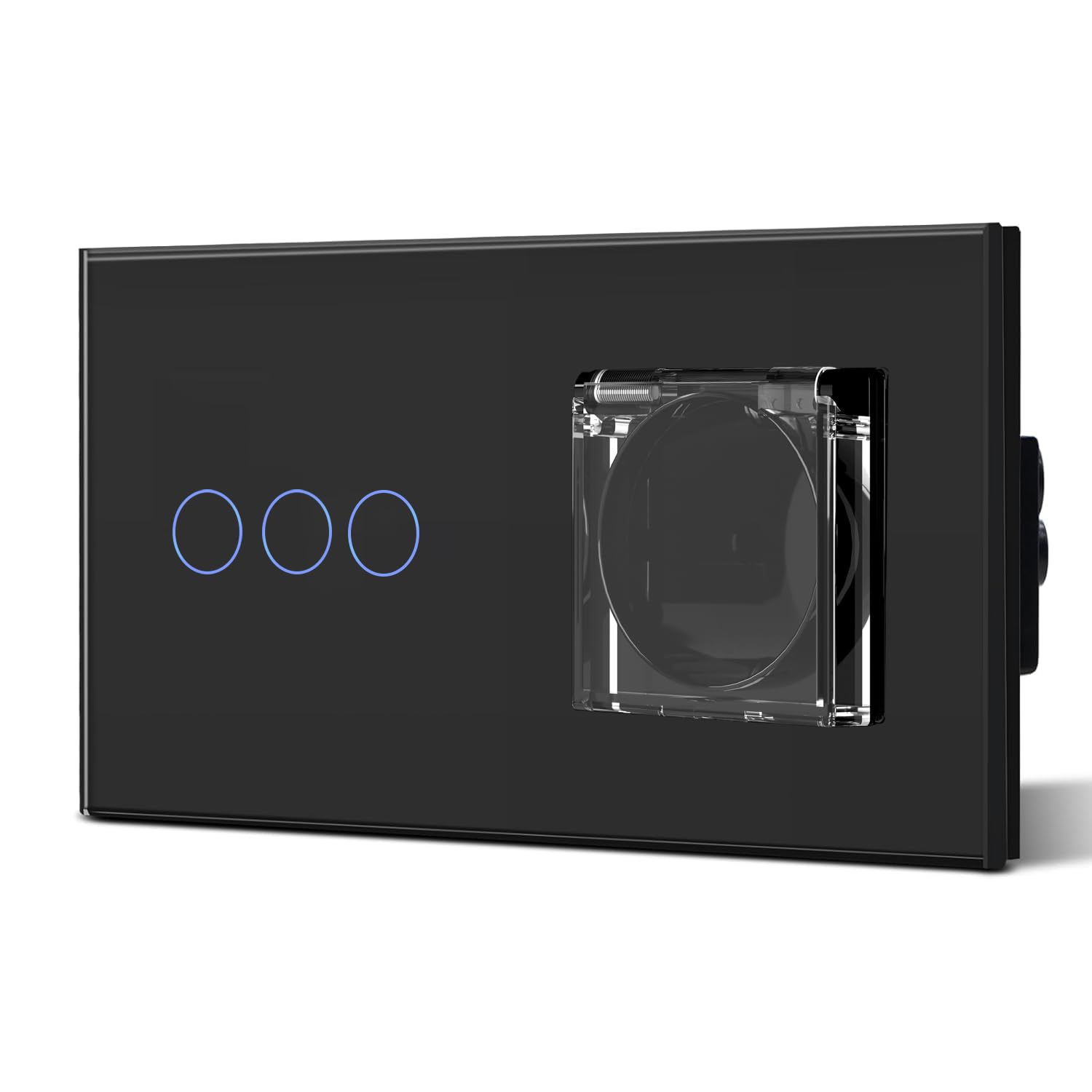 BSEED Interruptor táctil y enchufe pared,Toma de corriente con USB C,Panel de Vidrio con pulsador LED,Sin Función Wifi,1 Gang 1 Vía+1 Enchufe USB/Tipo C,157mm Negro — view 13