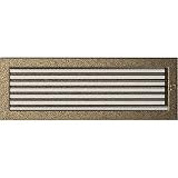 KRATKI griglia di ventilazione griglia del camino 17 cm x 49 cm nero-oro con tende