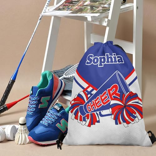 Cheerleader Blue Red Personalized Drawstring Bag Backpack Sackpack String Bag Cinch Water Resistant Oxford for Gym Yoga Sport2