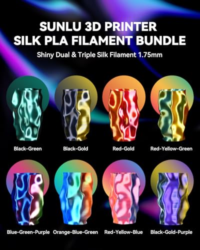 Image of SUNLU Silk Filament Mini Pack, Dual & Triple Color 3D Filament Bundle, Individually Vacuum Packed, Dual Color*3, Triple Color*5, 2kg in Total