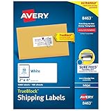 Avery® TrueBlock® Permanent Inkjet Shipping Labels, 8463, 2' x 4', White, Pack Of 1,000