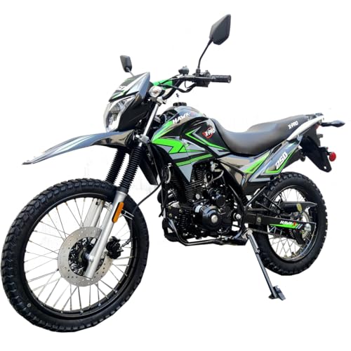 X-PRO Upgraded New Hawk-X Enduro 250cc Motorcycle Dual Sports Dirtbike, 5 Speed Enduro Street Bike (Green)